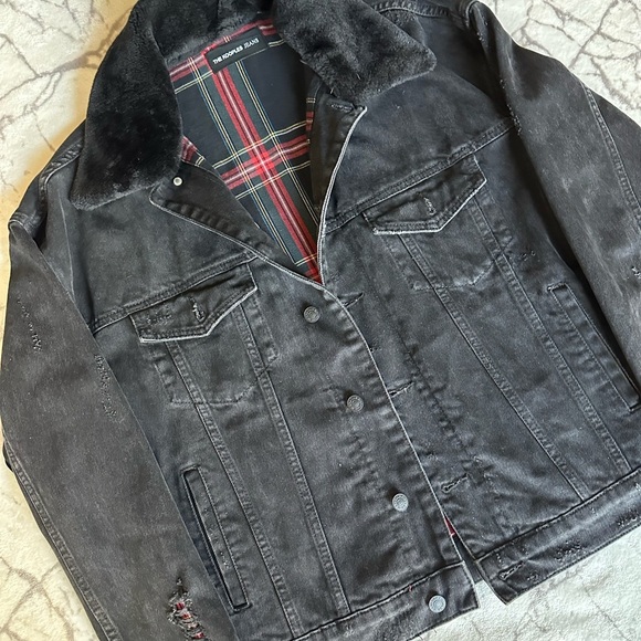 The Kooples Denim Jacket with Removable  Faux-Fur Collar, M, Urban, Party, Retro - Picture 4 of 16